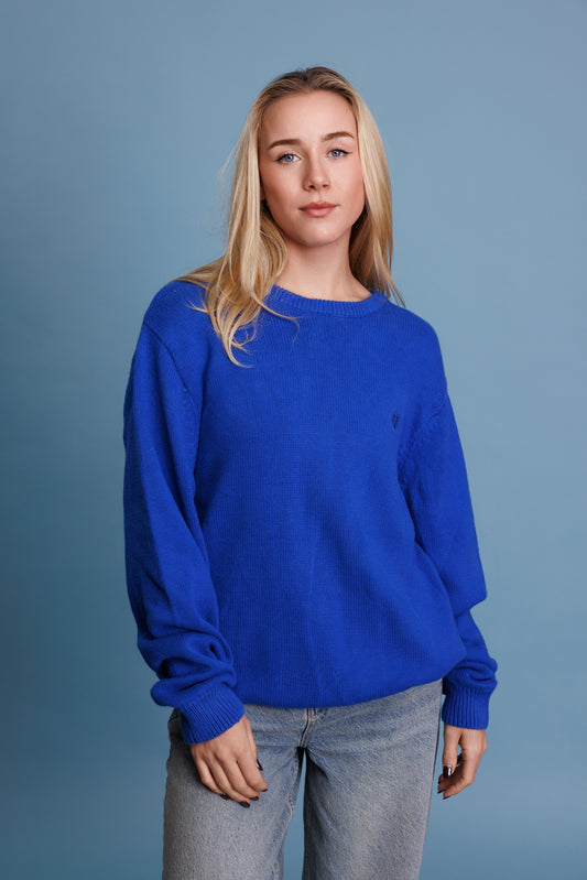 90’s Chaps Electric Blue Cotton Knit Jumper L