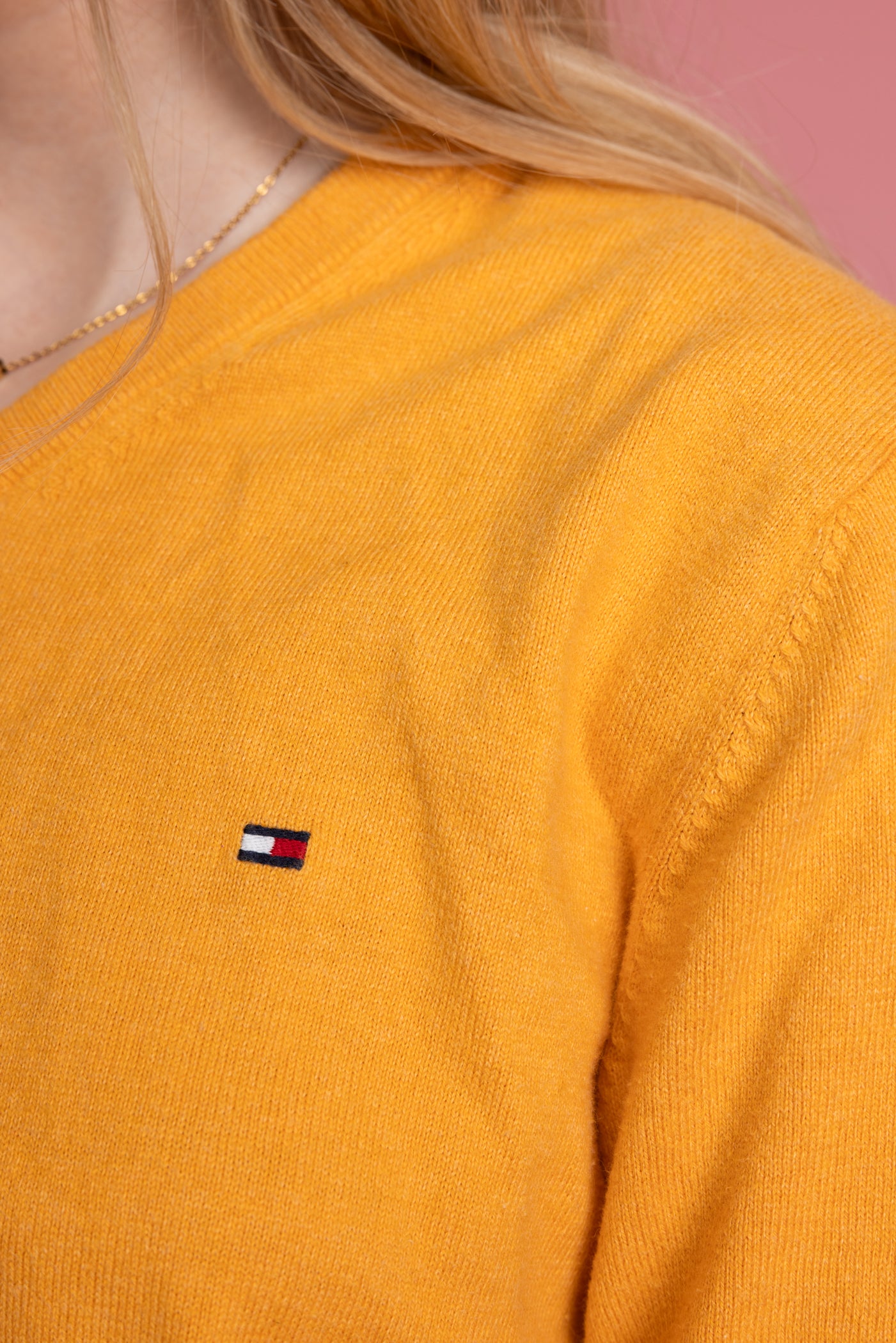 90's Sunshine Yellow V Neck Tommy Hilfiger Knit S
