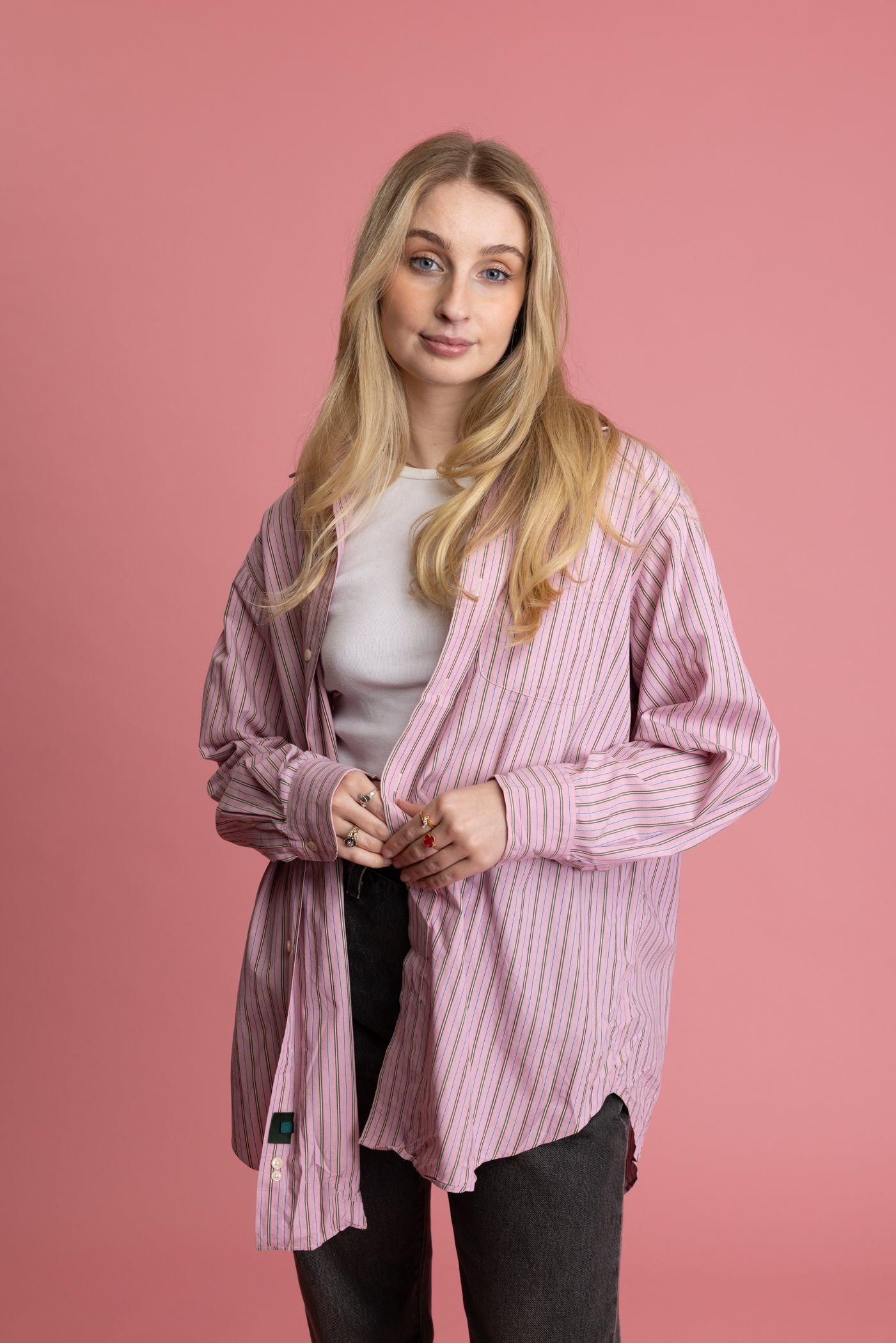 90's Pink Ralph Lauren Striped Shirt L