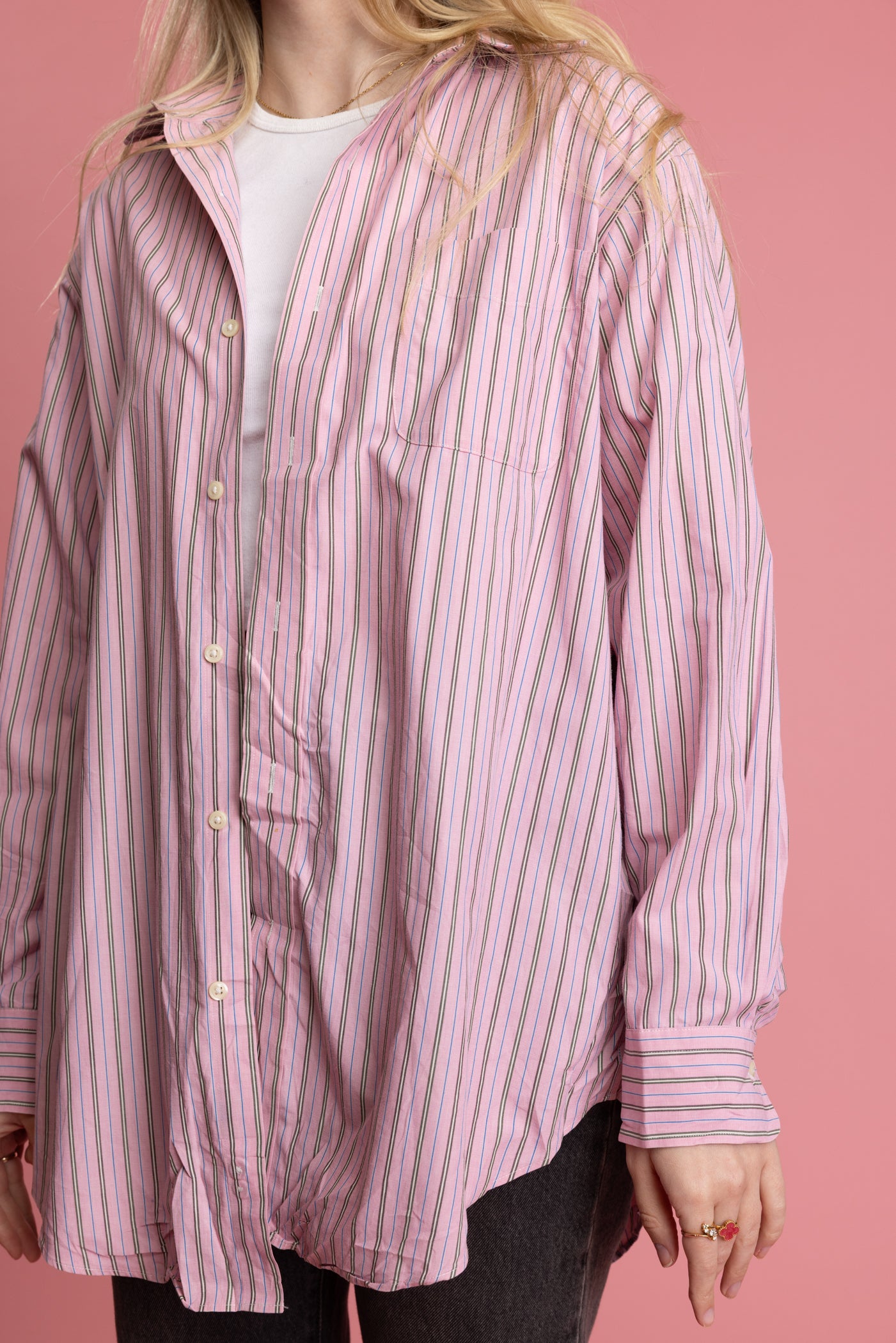 90's Pink Ralph Lauren Striped Shirt L