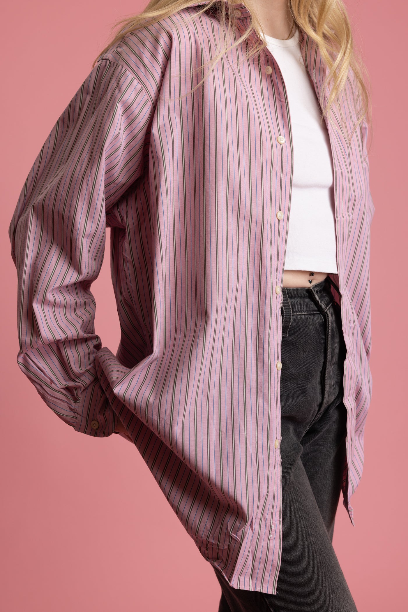 90's Pink Ralph Lauren Striped Shirt L