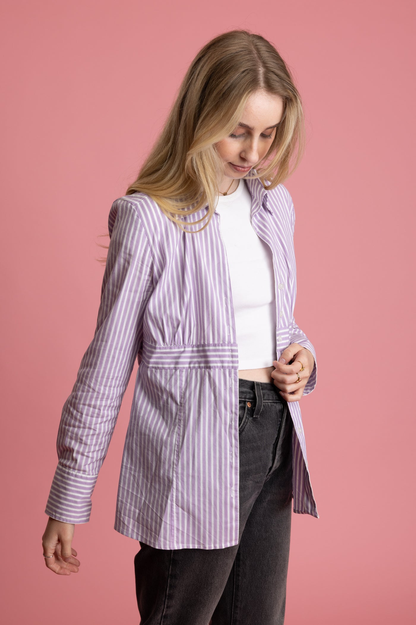 00's Striped Lilac Shirt S/M