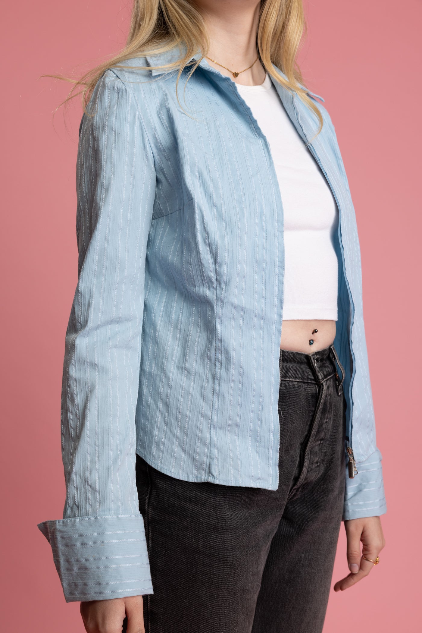 00's Doublezip Baby Blue Shirt S/M