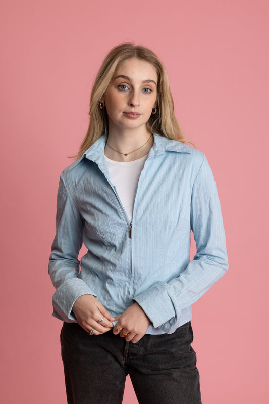 00's Doublezip Baby Blue Shirt S/M