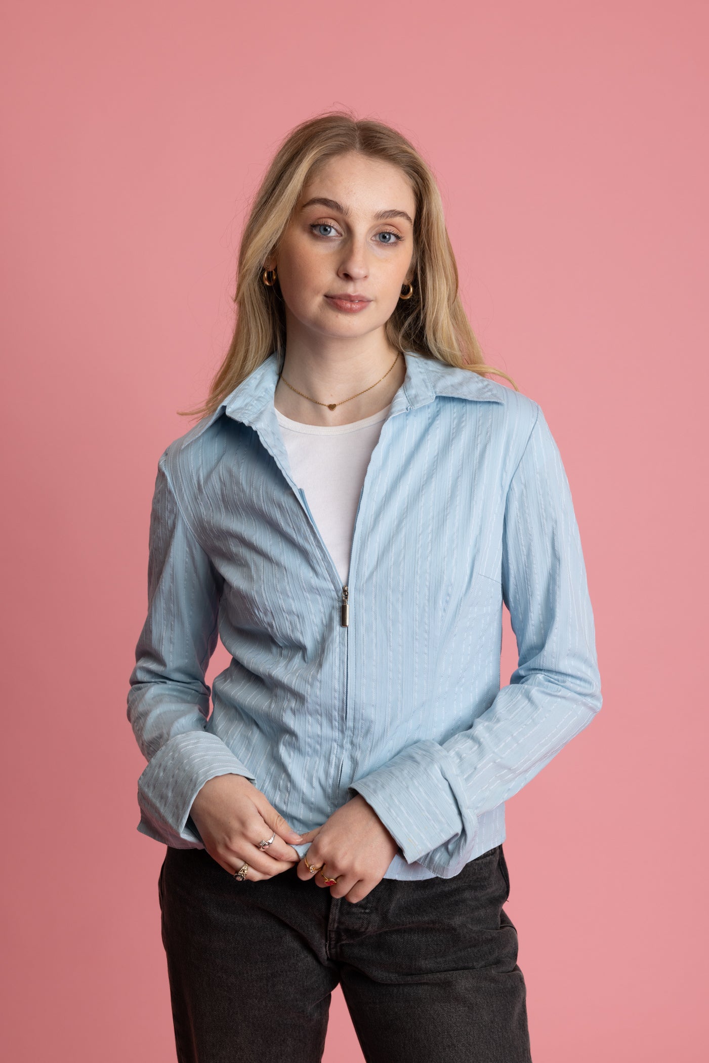 00's Doublezip Baby Blue Shirt S/M