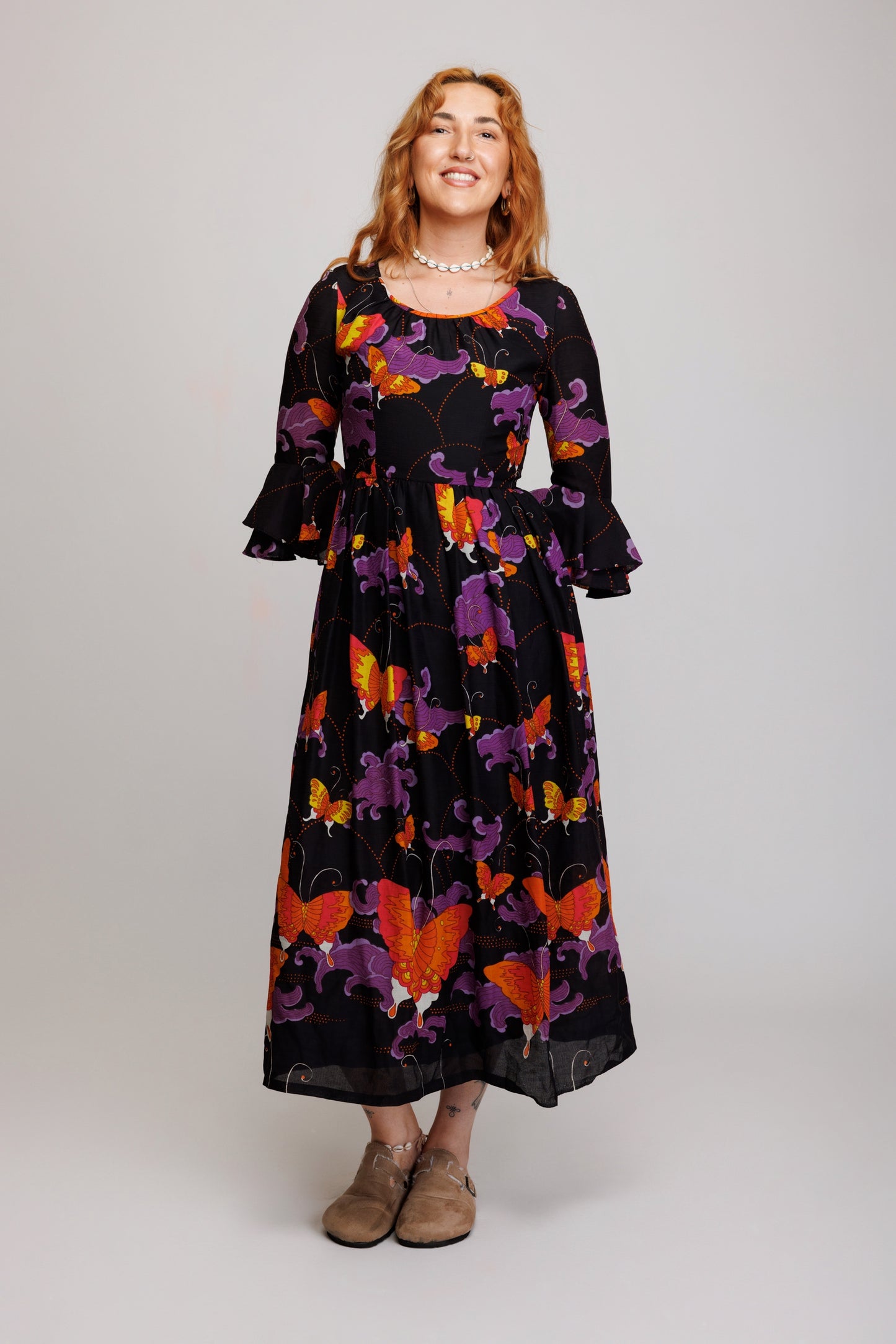 1970's Floral Butterfly Maxi S