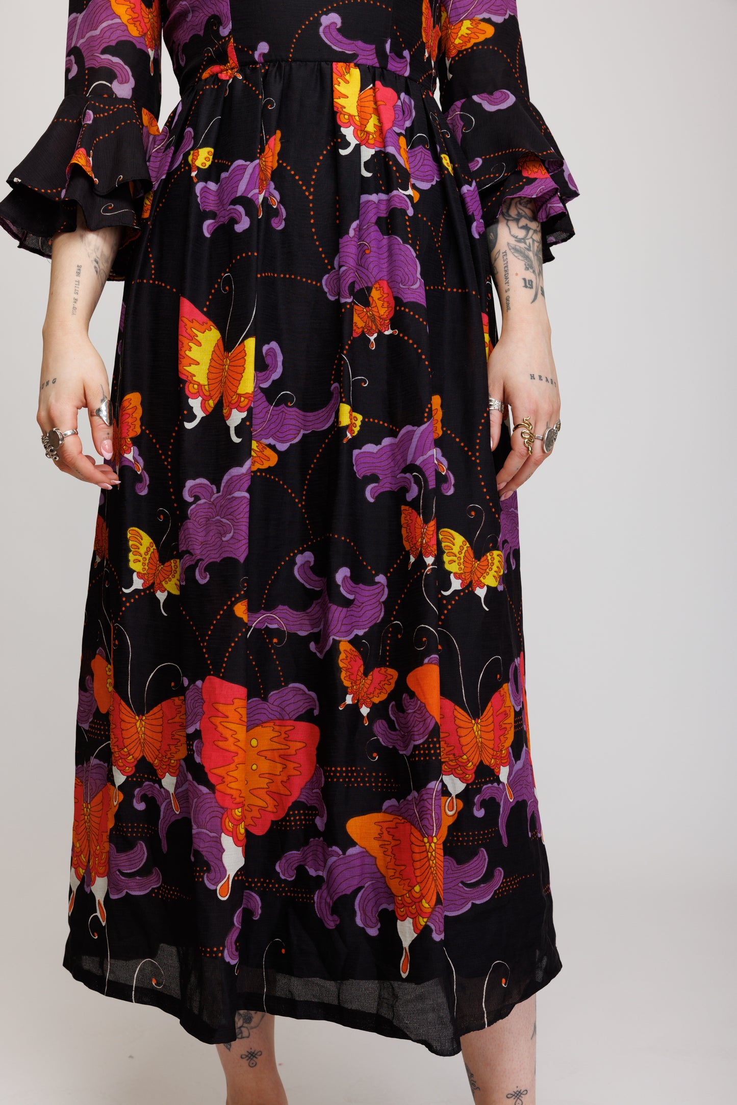 1970's Floral Butterfly Maxi S