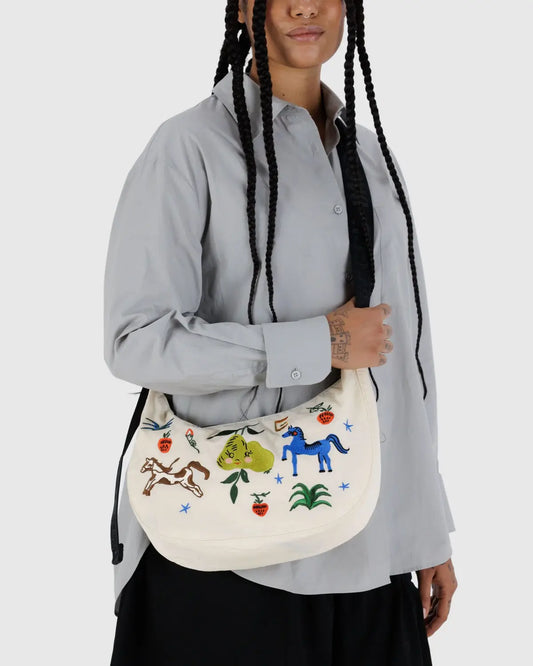 Baggu Embroidered Western Medium Cresent Bag