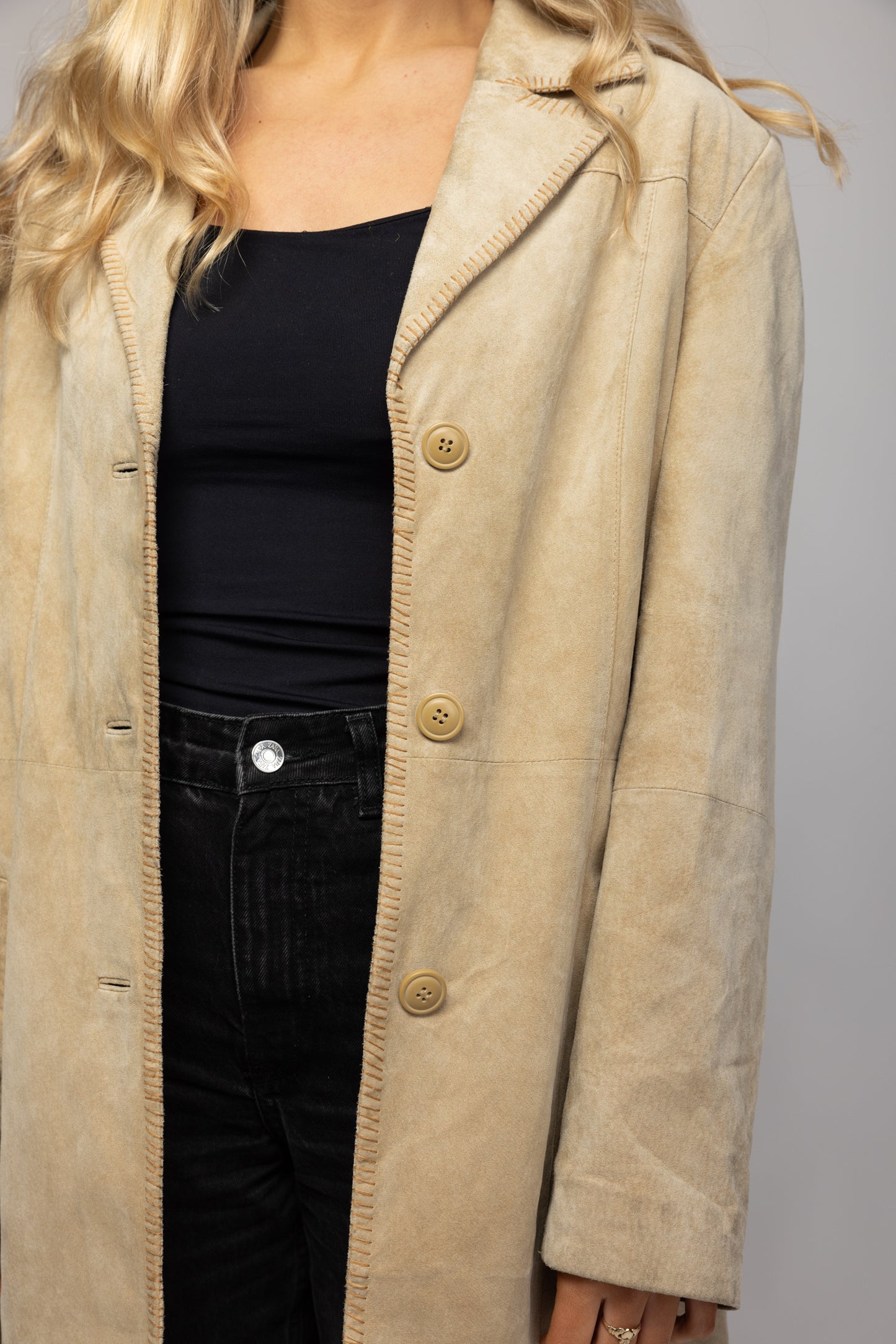 80's Suede Long Jacket M