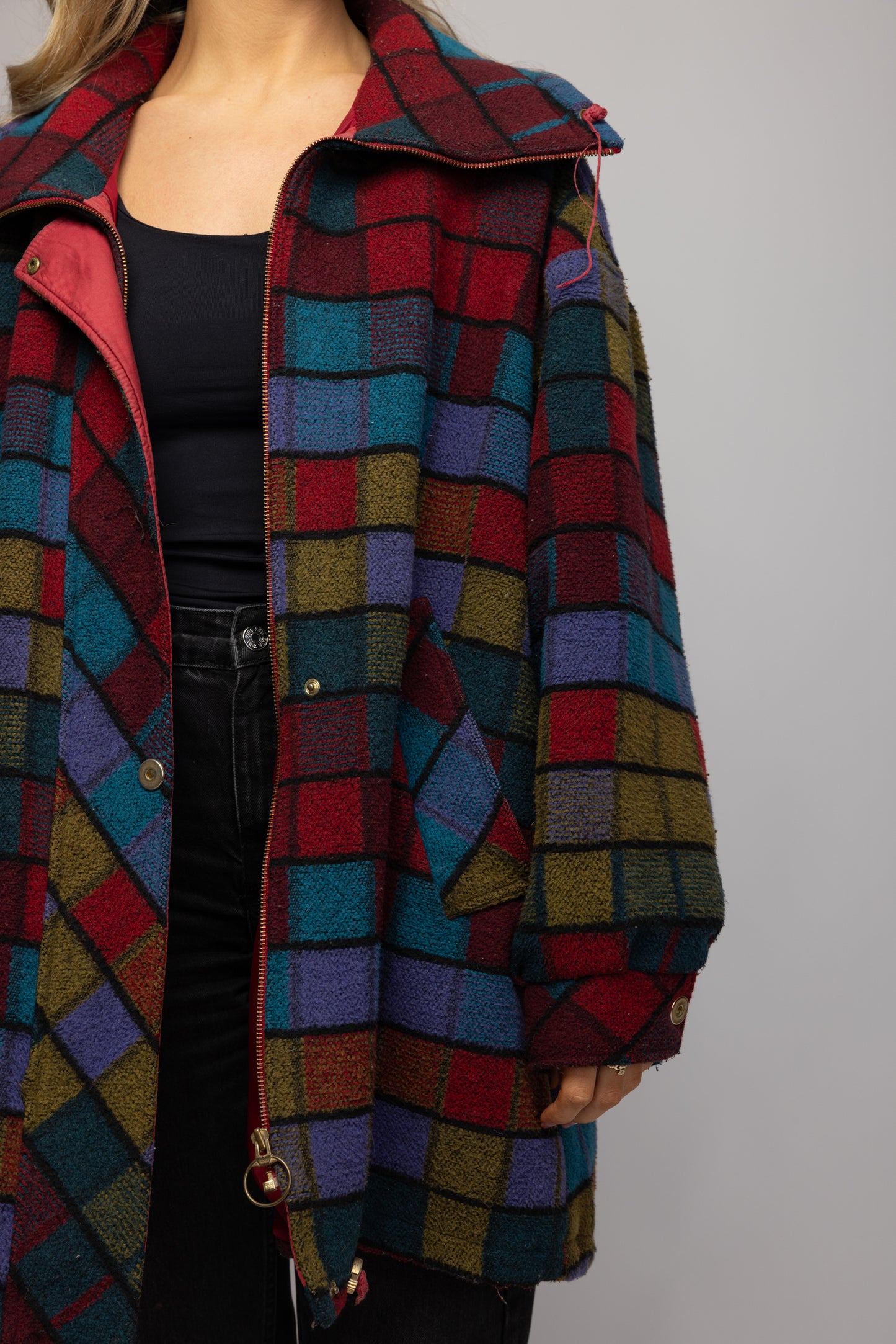 90's Colourful Wool Jacket  L/XL