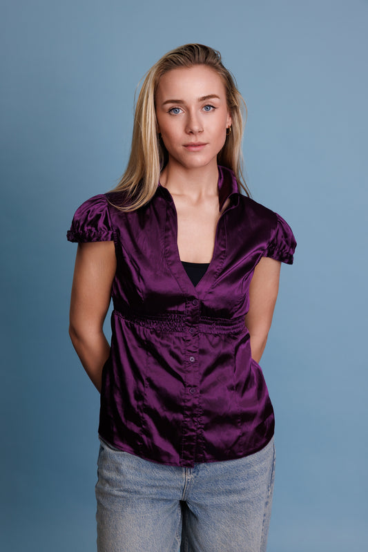 00's Purple Satin Taly Weijl Top S/M