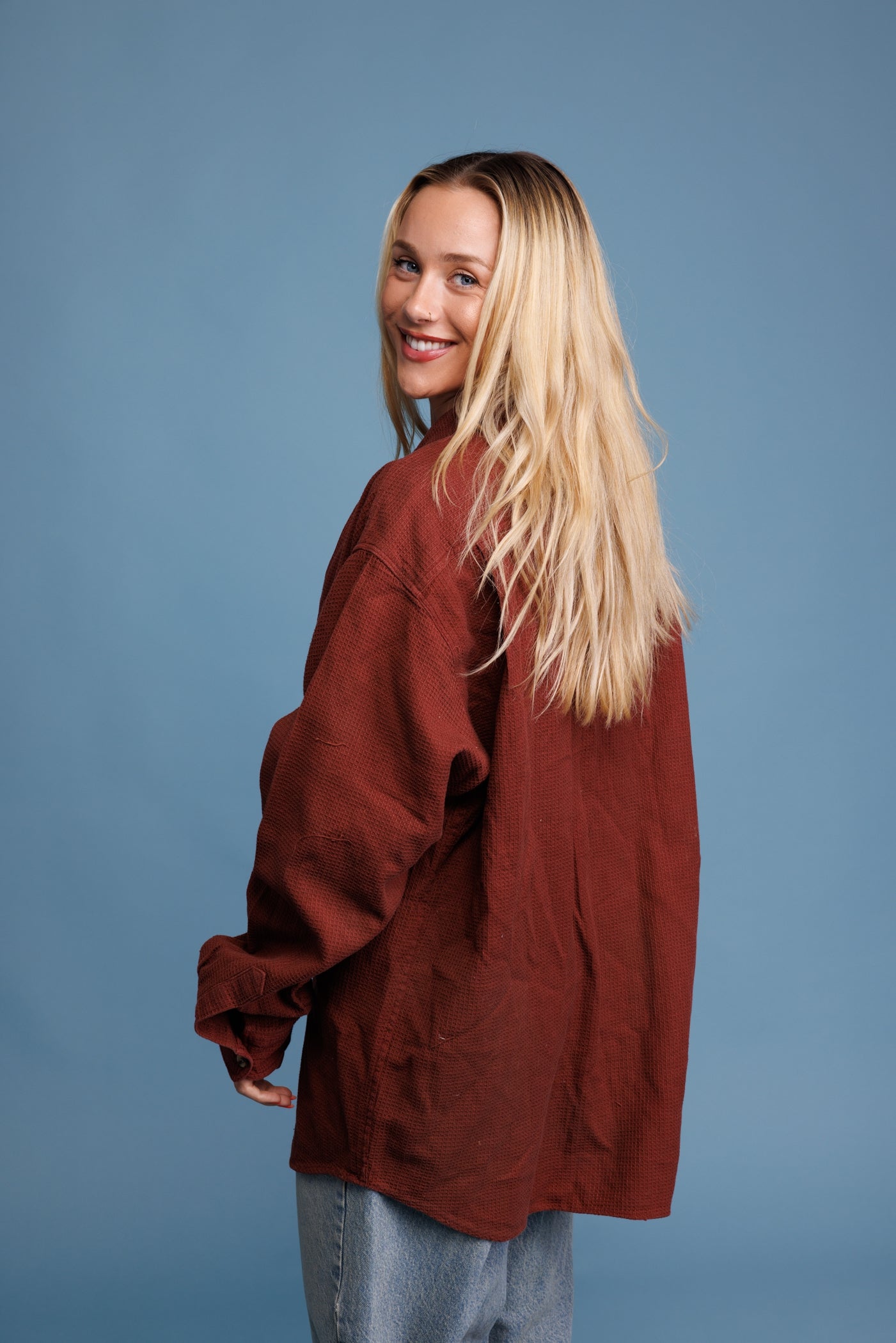 90’s Waffle Rust Cotton Shirt L/XL