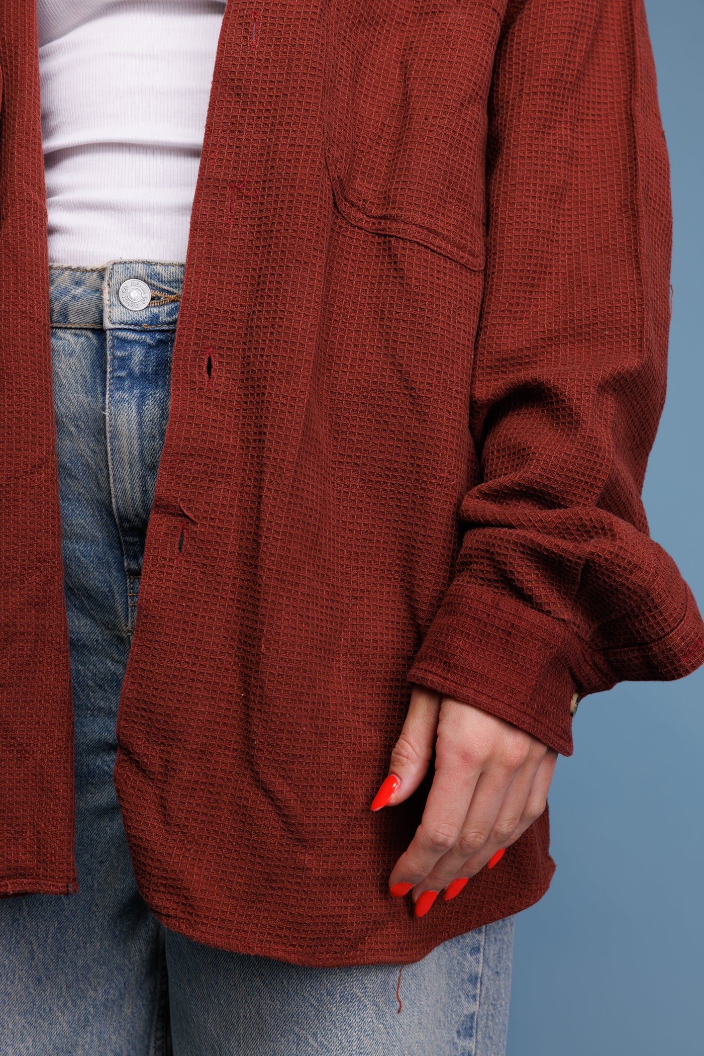 90’s Waffle Rust Cotton Shirt L/XL