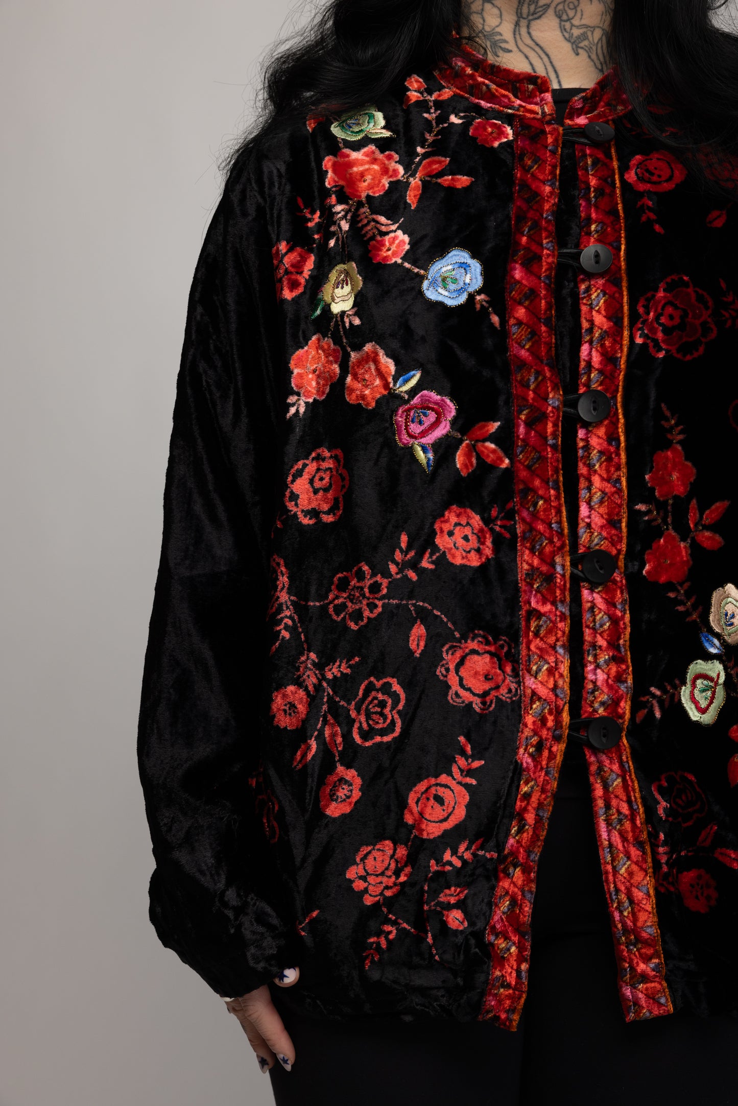 80's Velvet Floral Jacket M/L