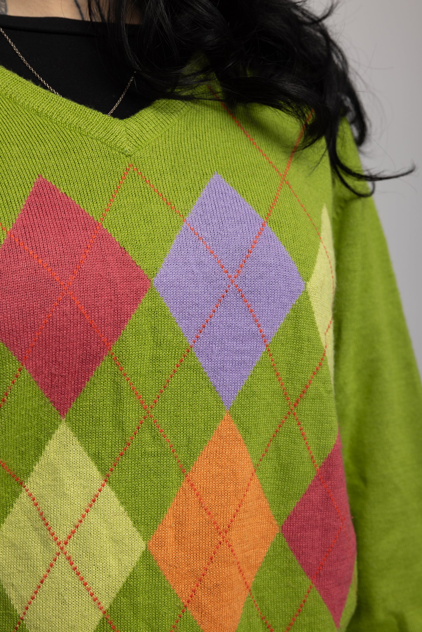 90's Lime Green Colourful Jumper M/L