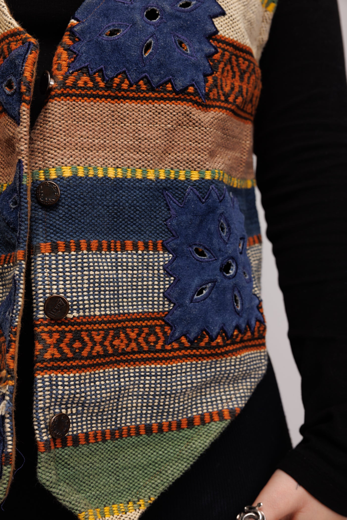 70's Textured Navajo Waistcoat M