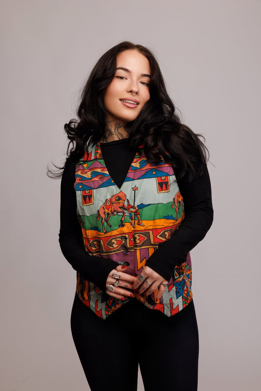 80's Navajo Aztec Vest M