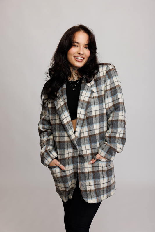 90's Check Oversized Blazer M/L