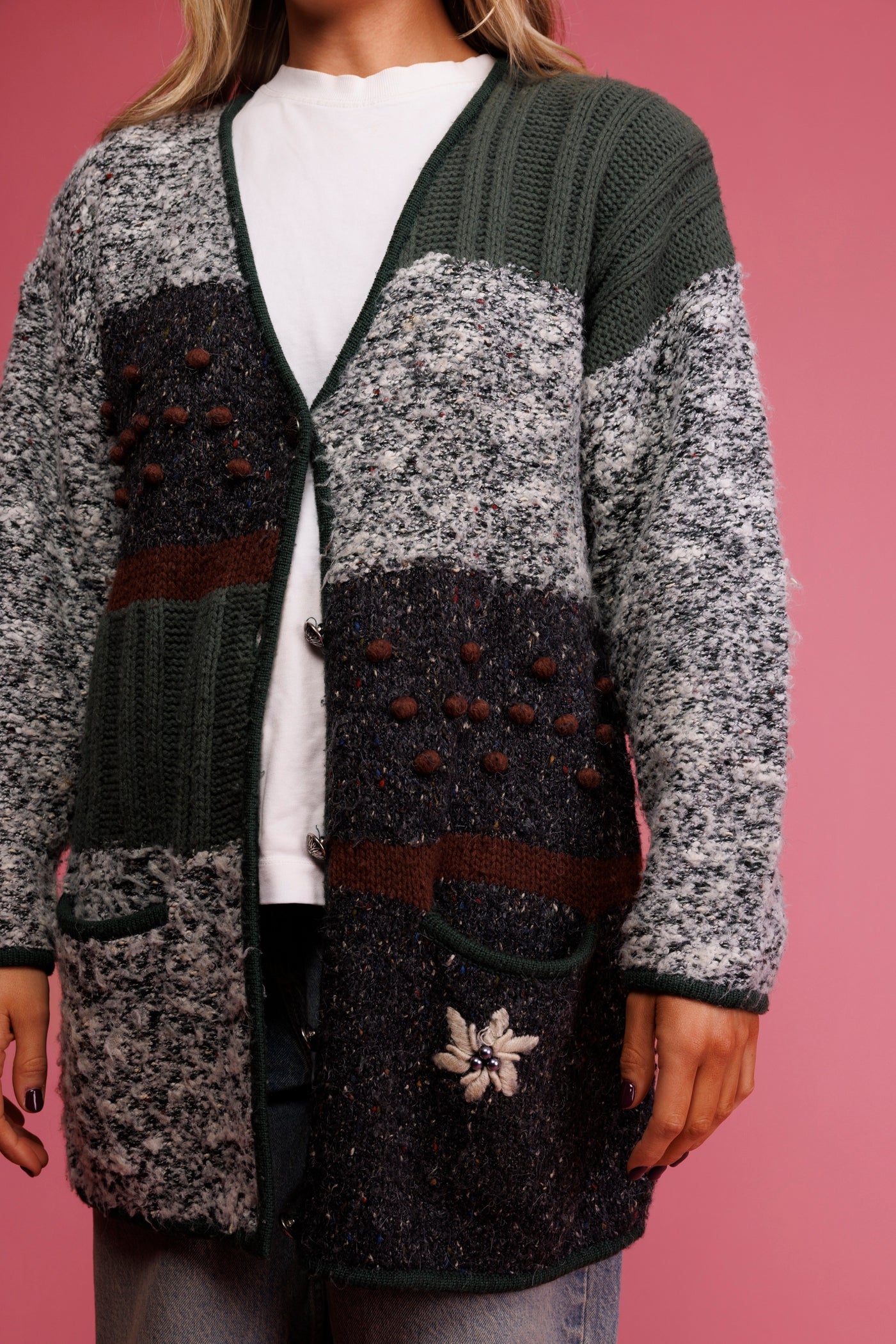 80's Nature Patchwork Cardigan M/L