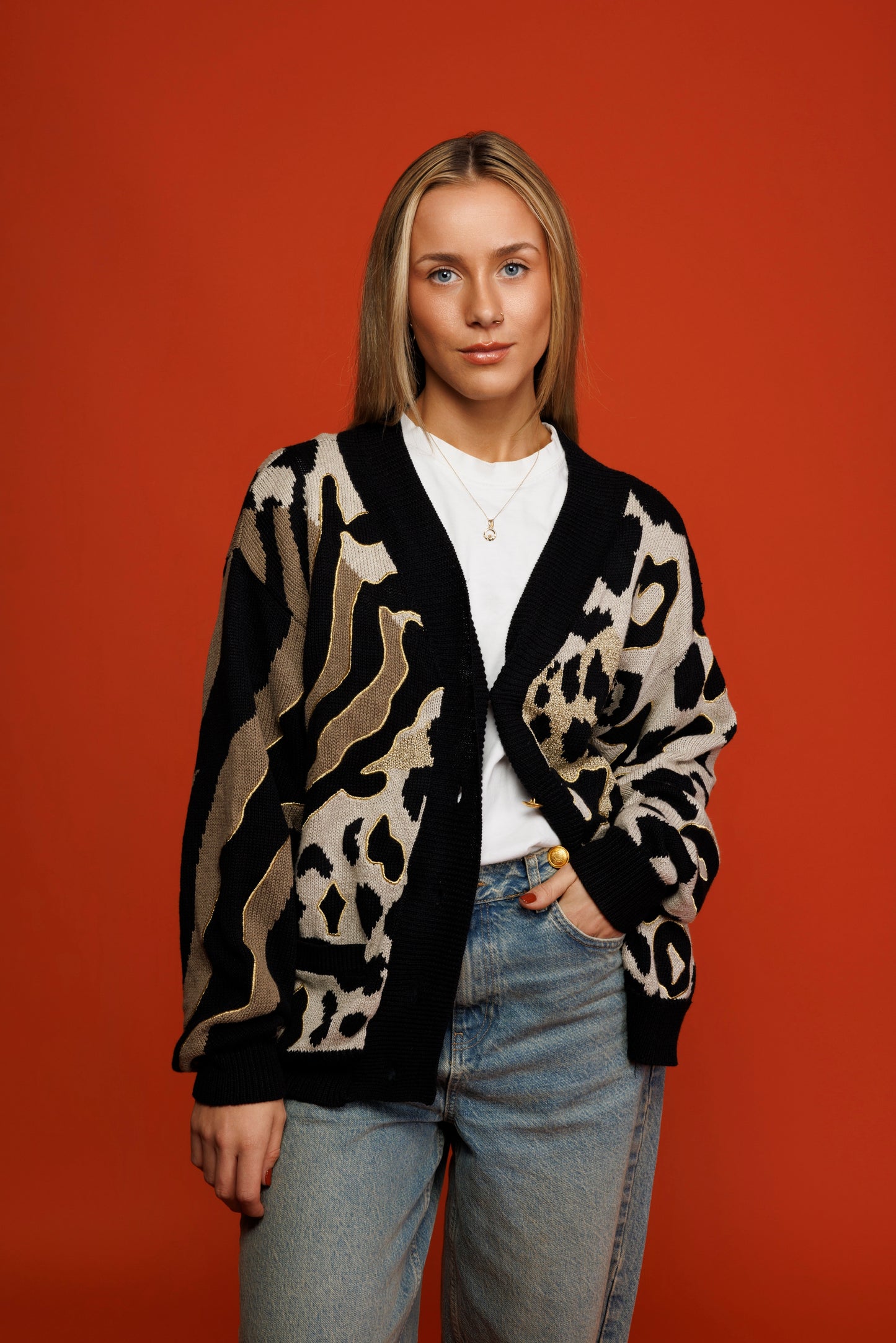 90's Animal Printed Cardigan M/L