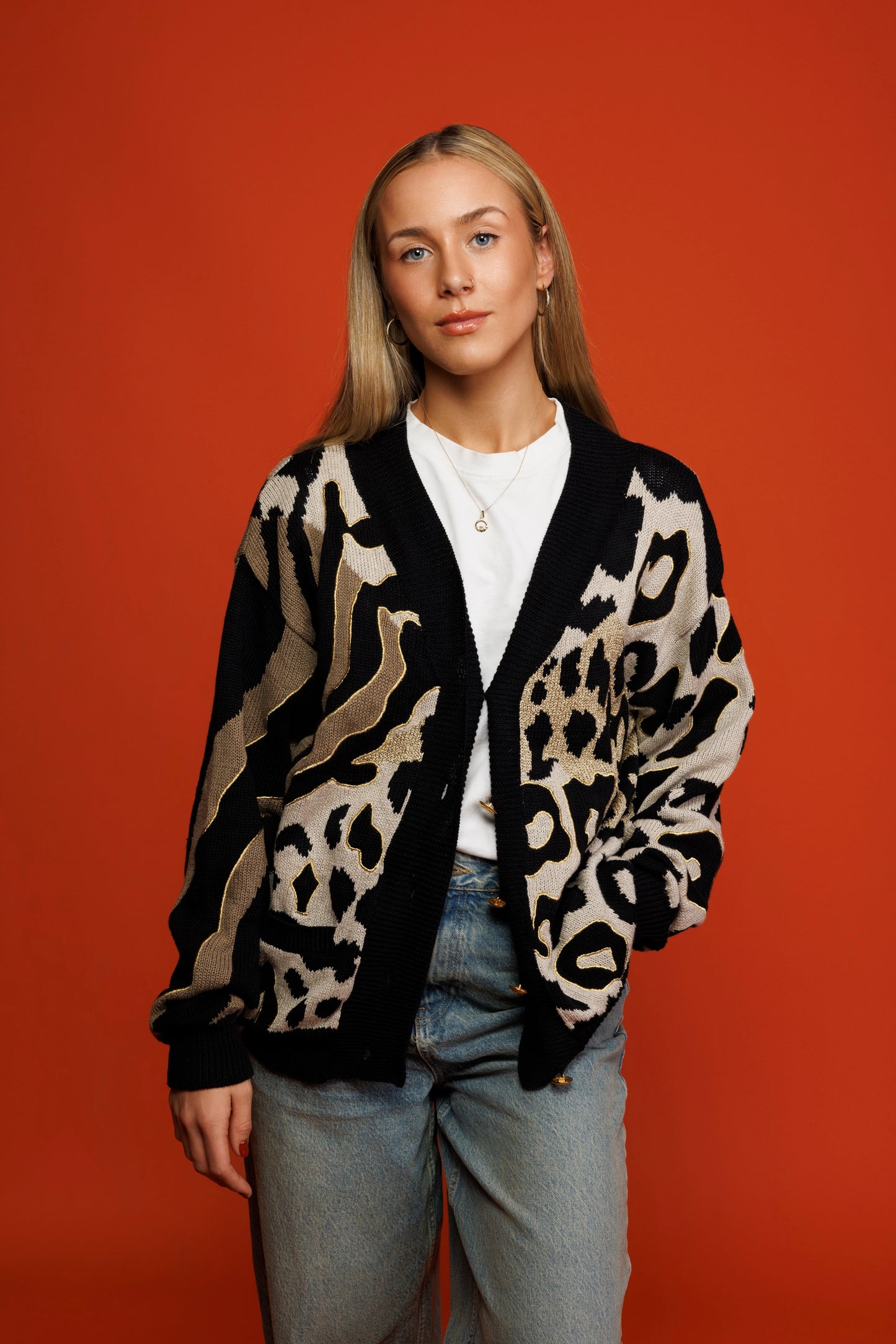 90's Animal Printed Cardigan M/L