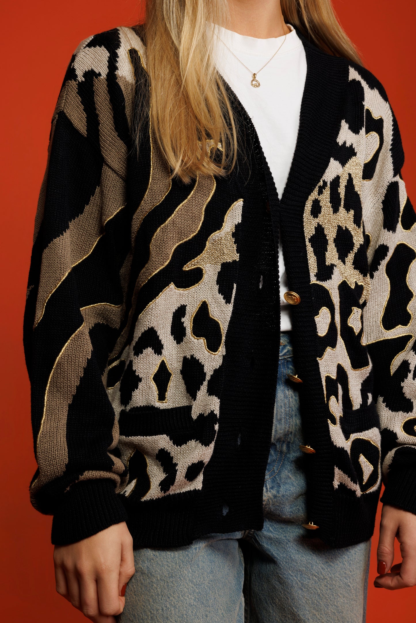 90's Animal Printed Cardigan M/L