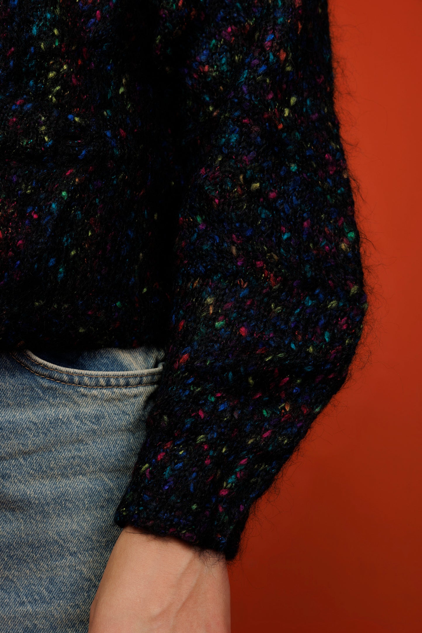 80's Marled Cropped Cardigan S