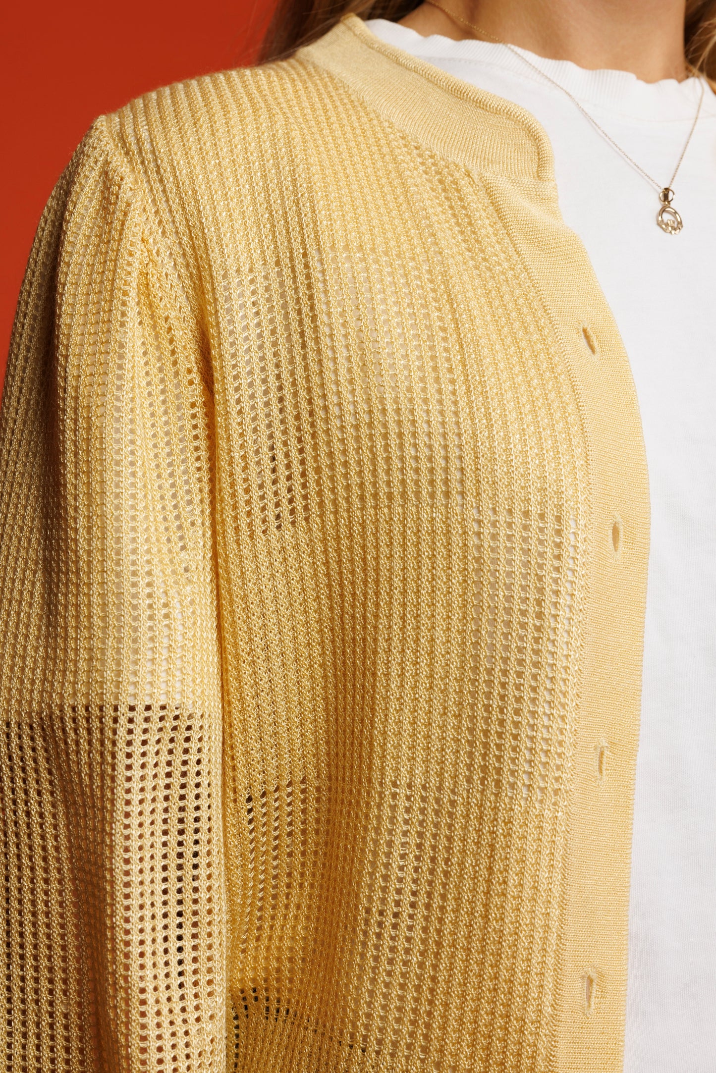 80's Sheer Butter Yellow Cardigan M