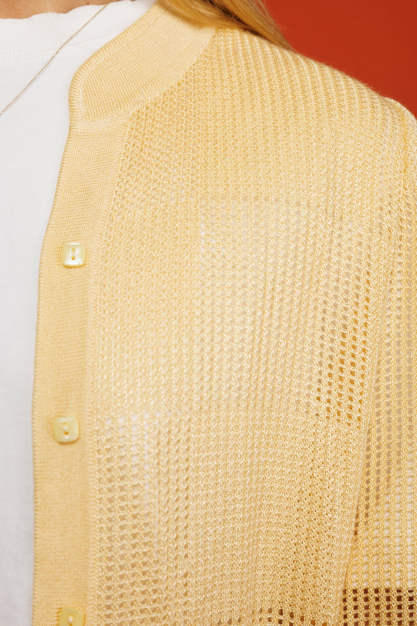 80's Sheer Butter Yellow Cardigan M