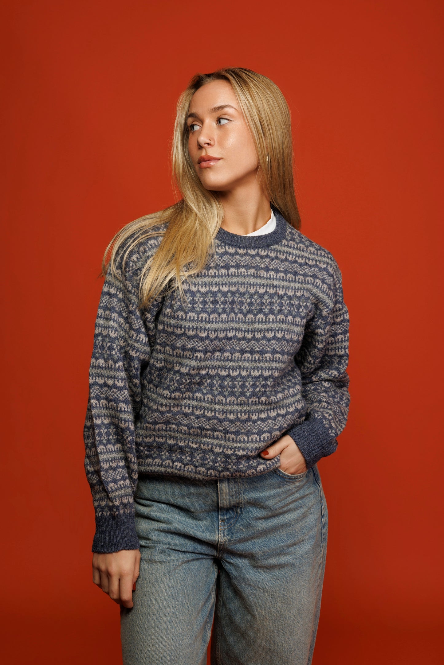 90's Blue Fairisle Knit Jumper S/M