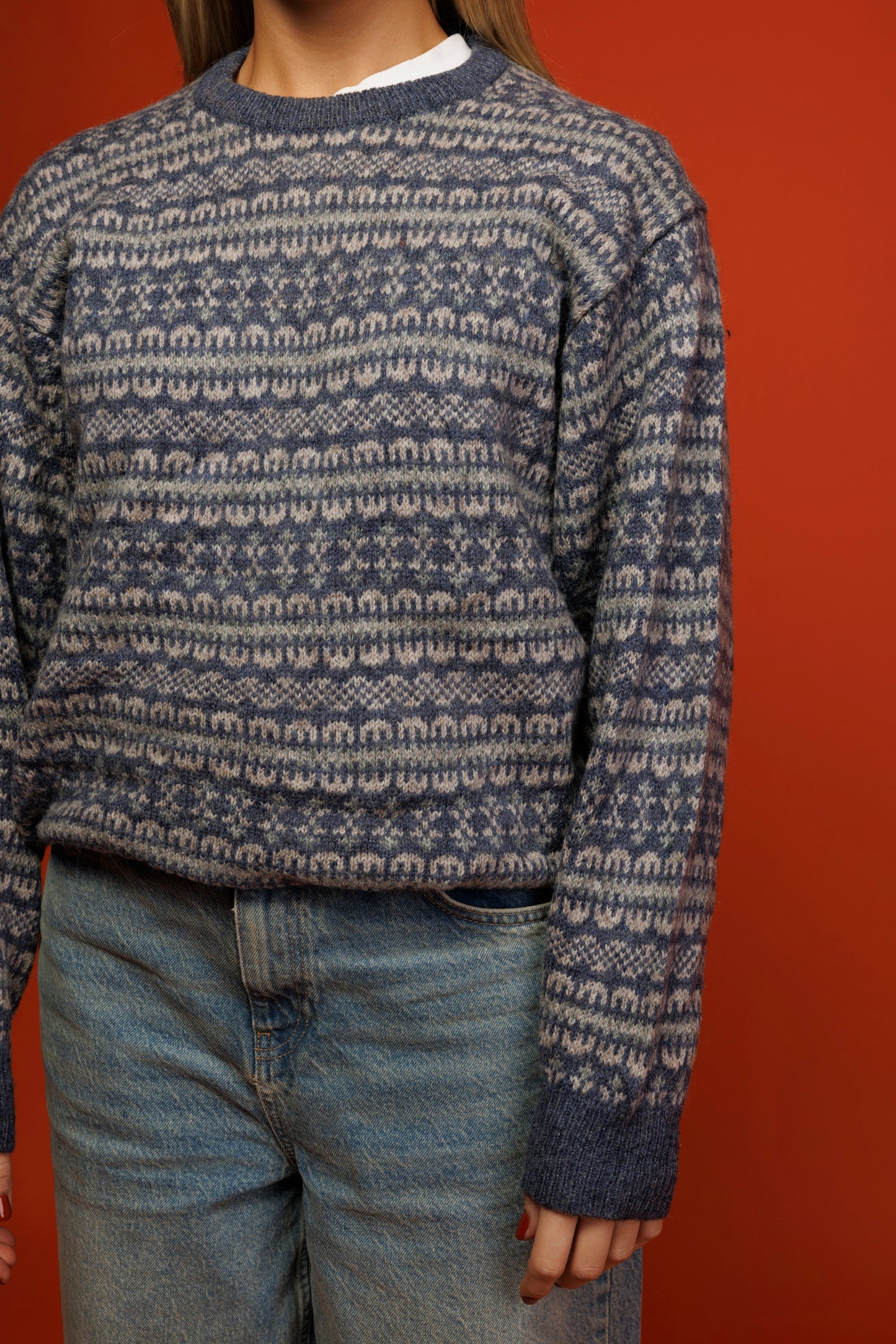 90's Blue Fairisle Knit Jumper S/M