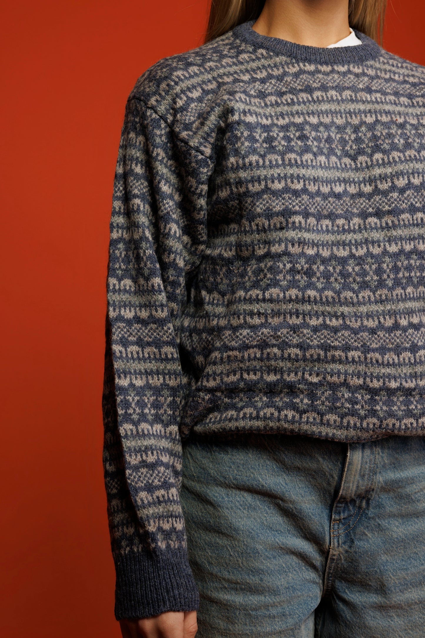 90's Blue Fairisle Knit Jumper S/M