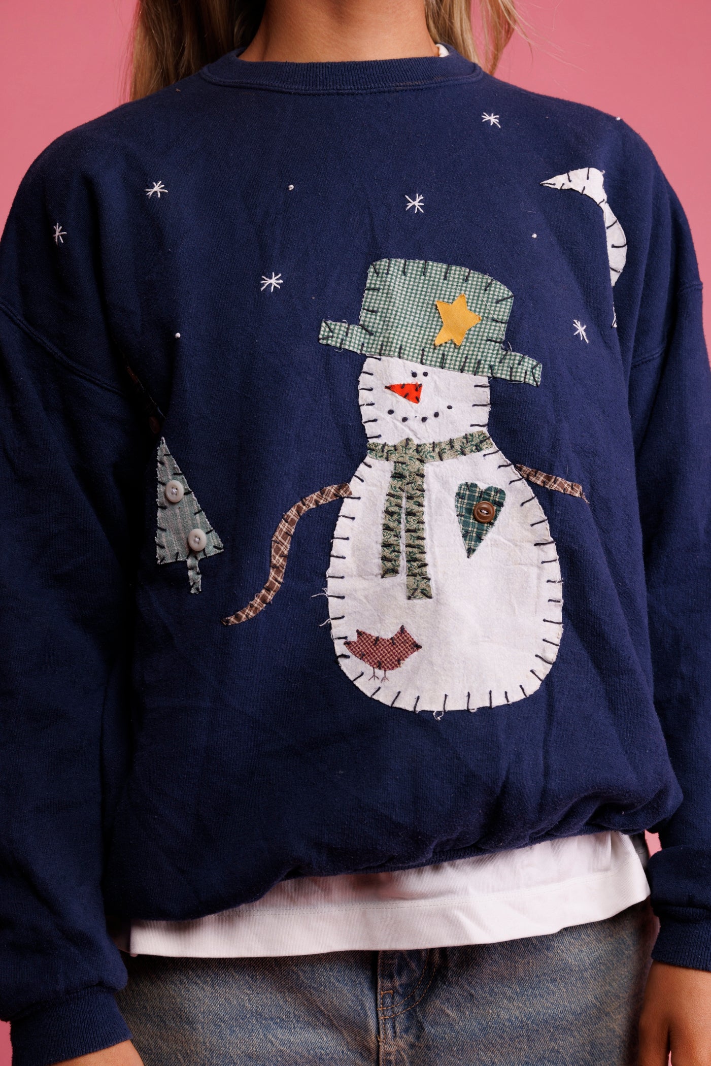 90's Snowman Patchwork Christmas Jumper M