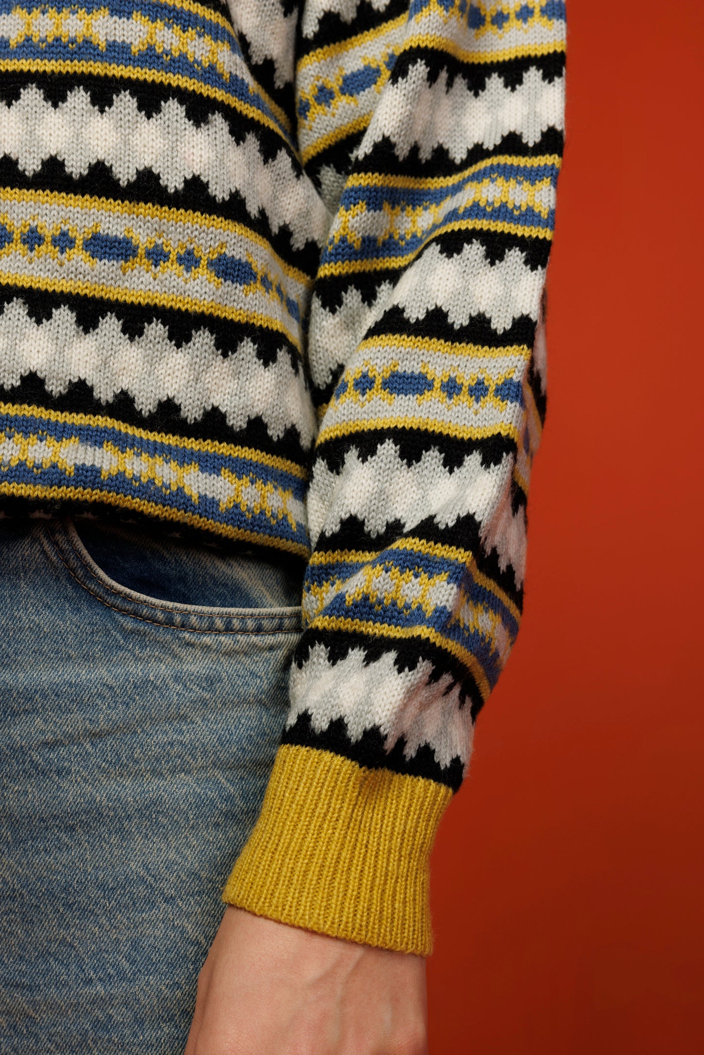 70's Yellow Patterened Knit M