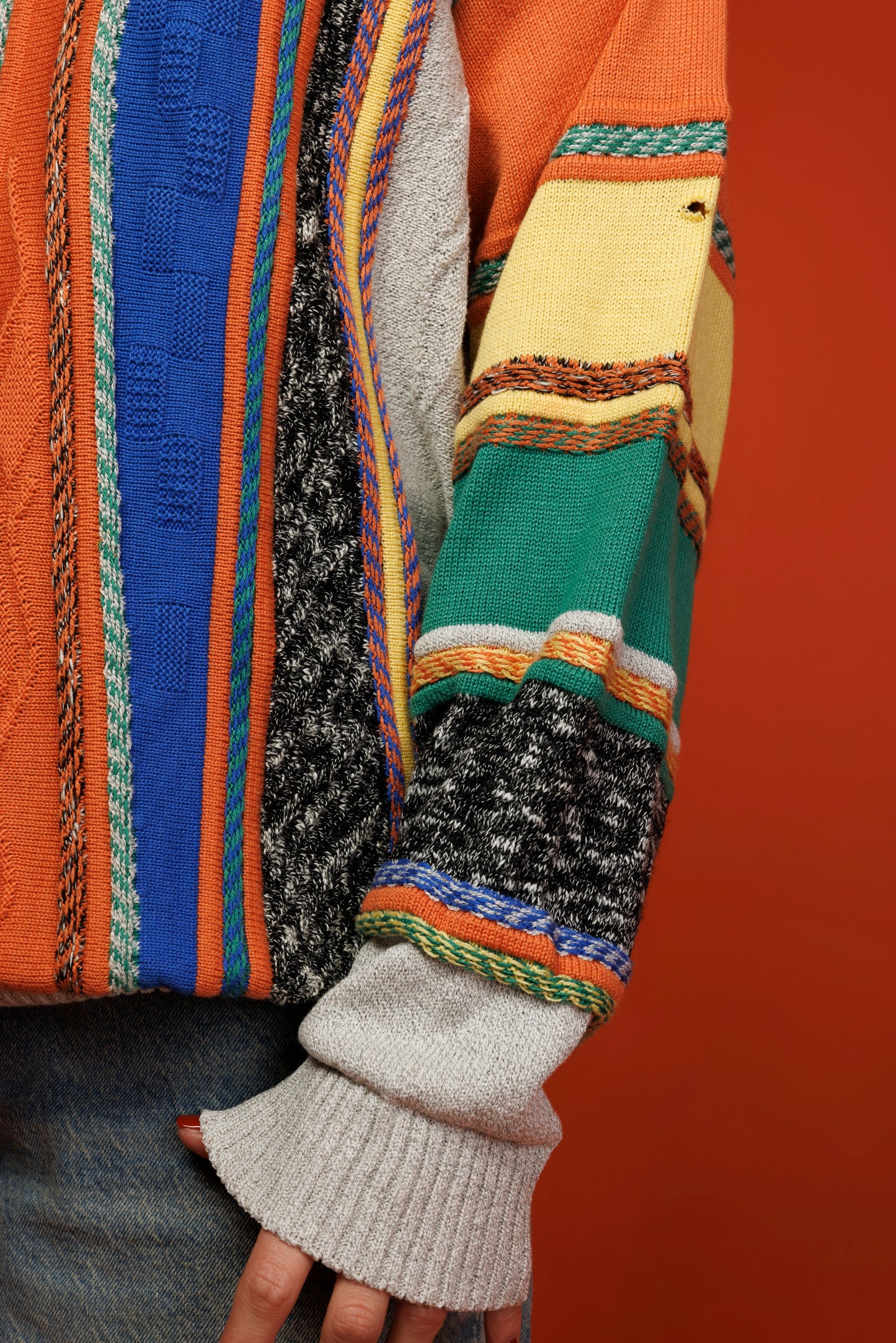 80's Colourful Textured Knit L