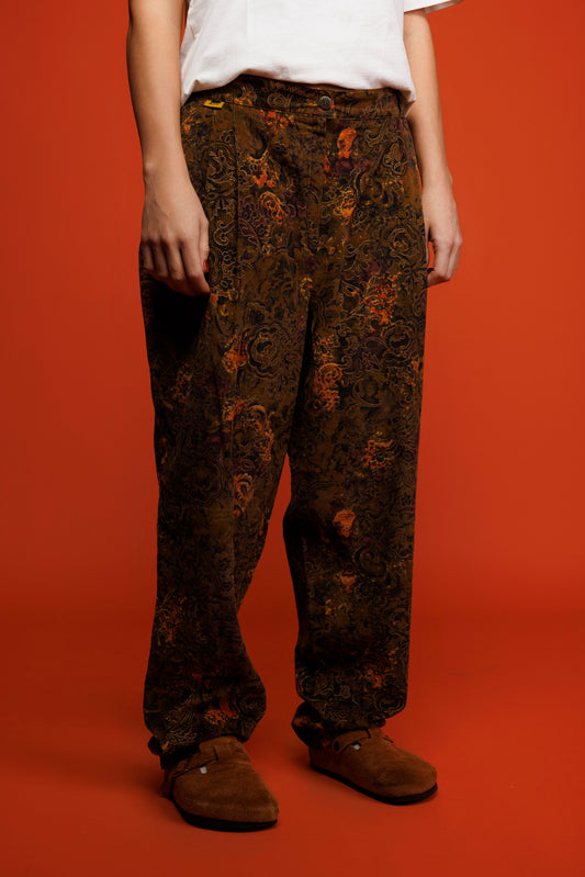 70's Floral Corduroy Trousers M/L