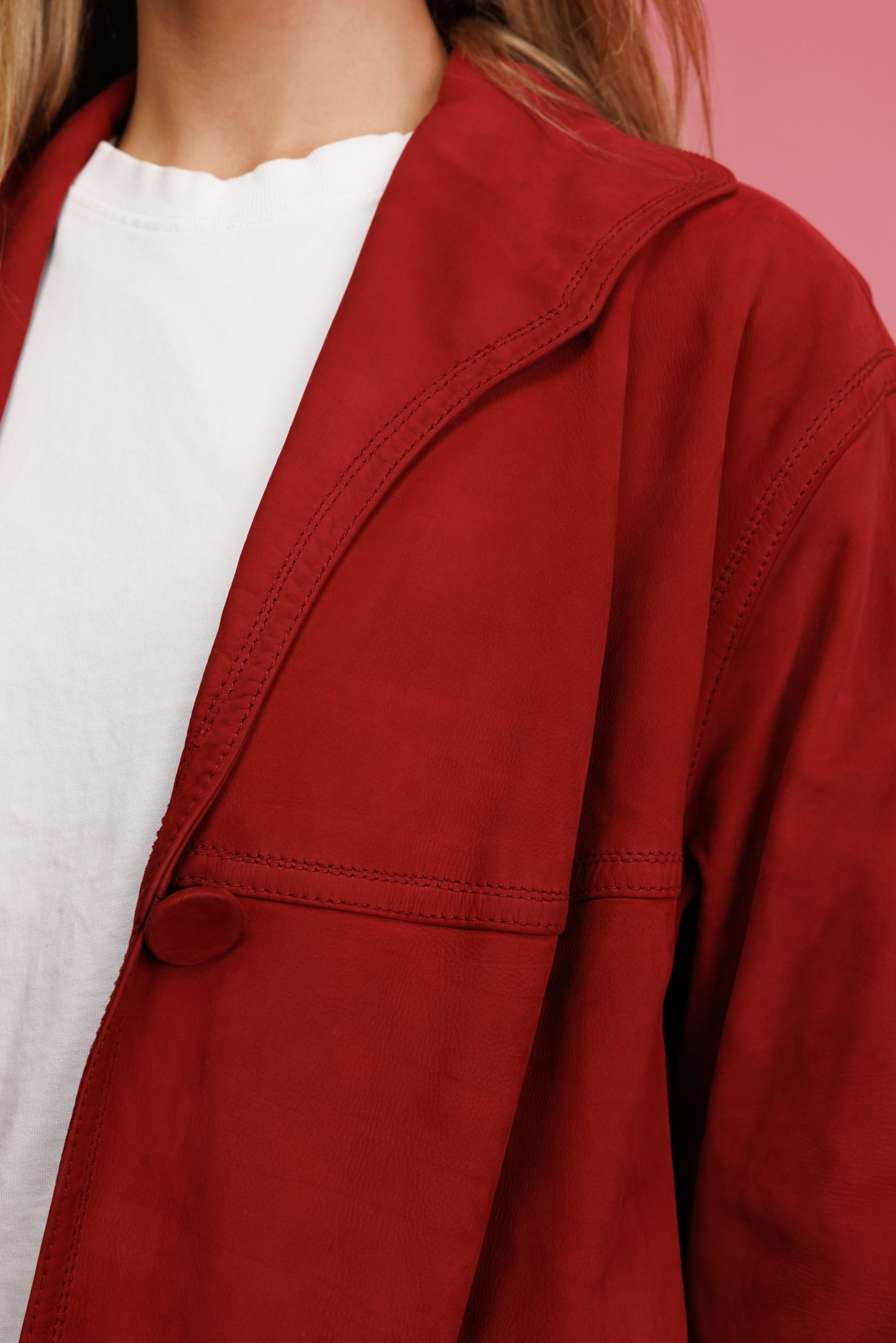 70's Red Suede Boxy Jacket M