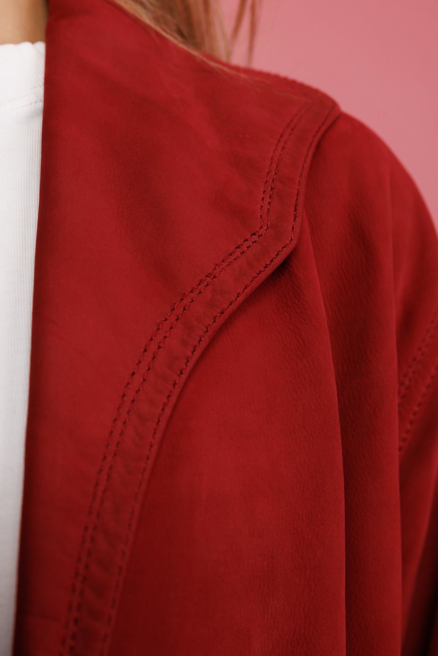 70's Red Suede Boxy Jacket M