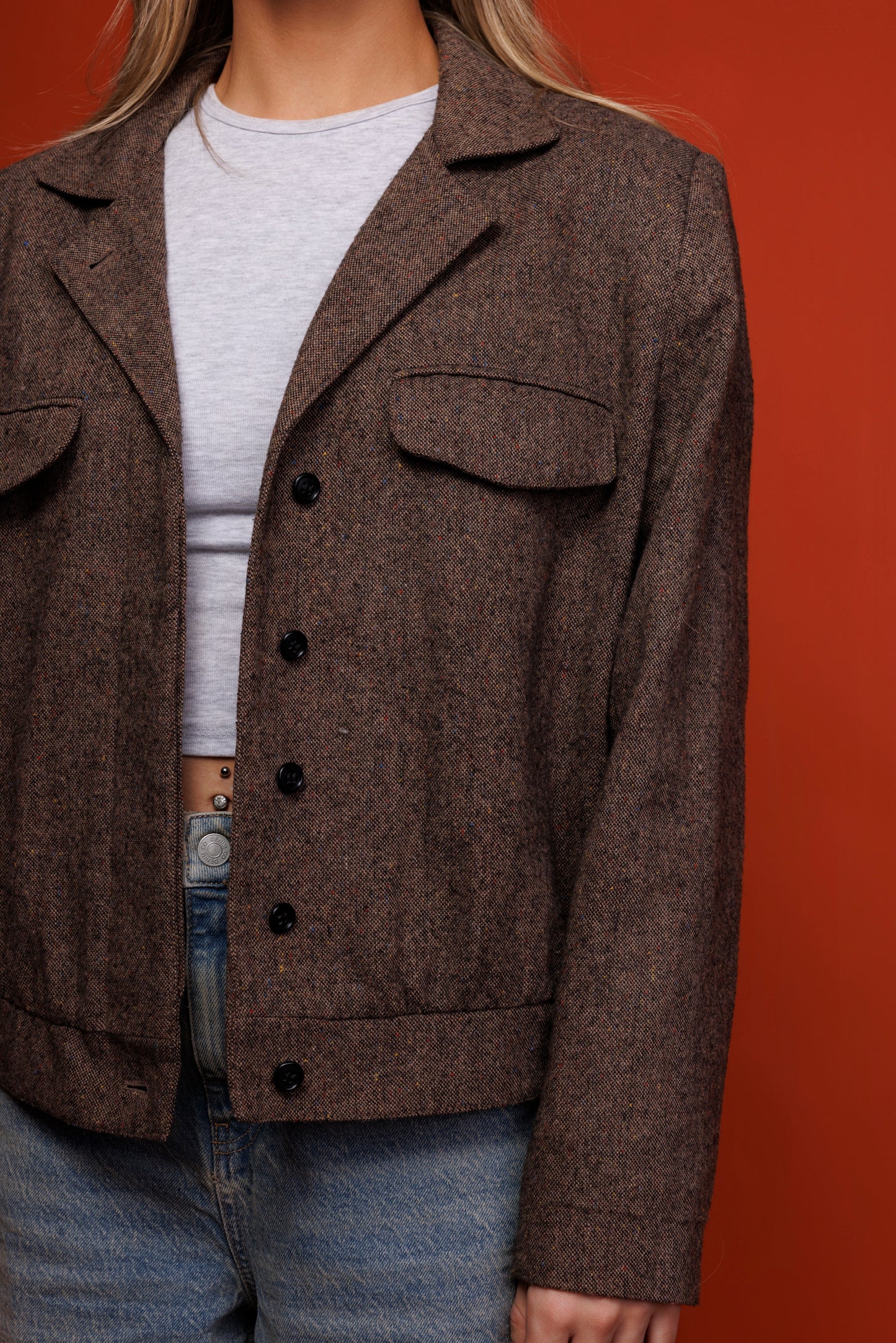 70's Cropped Wool Jacket M