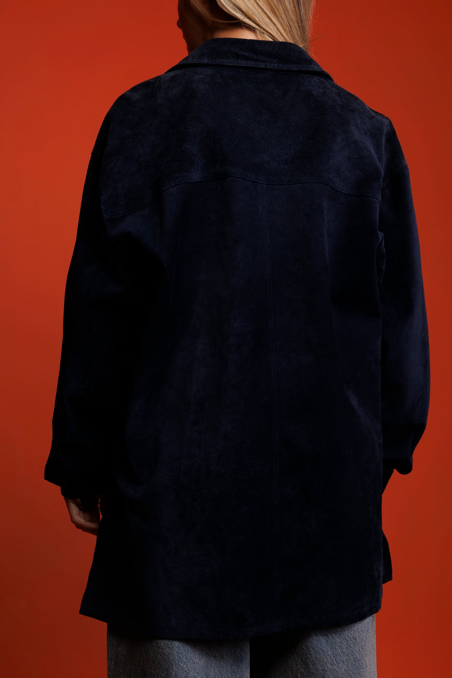 80's Navy Suede Oversized Shacket L