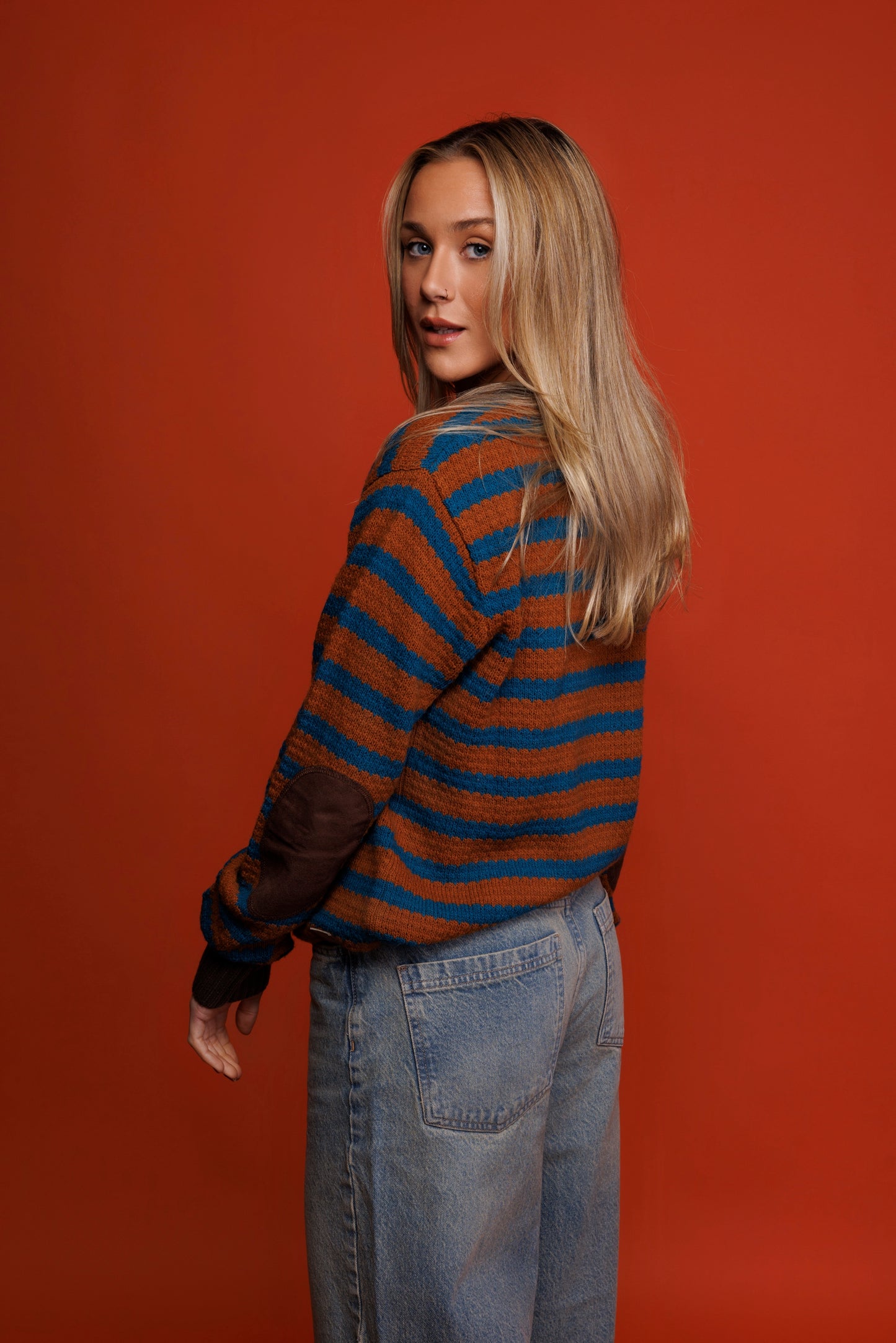 70's Earthtone Striped Knit Jumper M