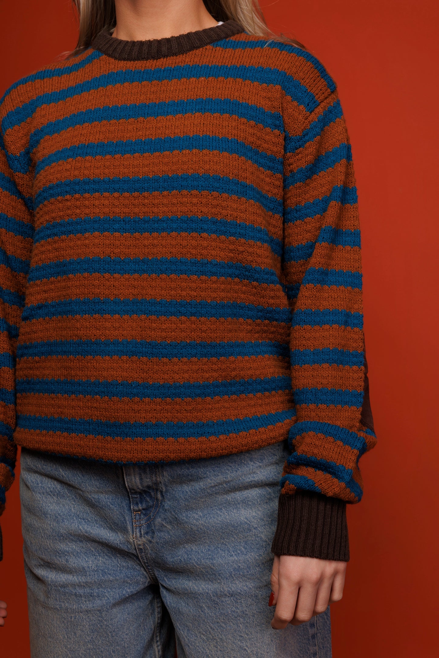 70's Earthtone Striped Knit Jumper M