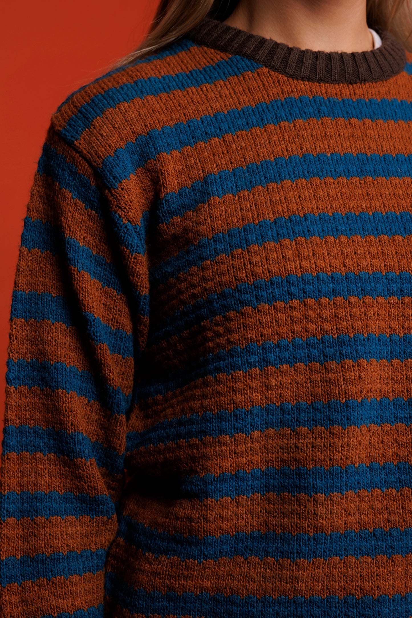 70's Earthtone Striped Knit Jumper M