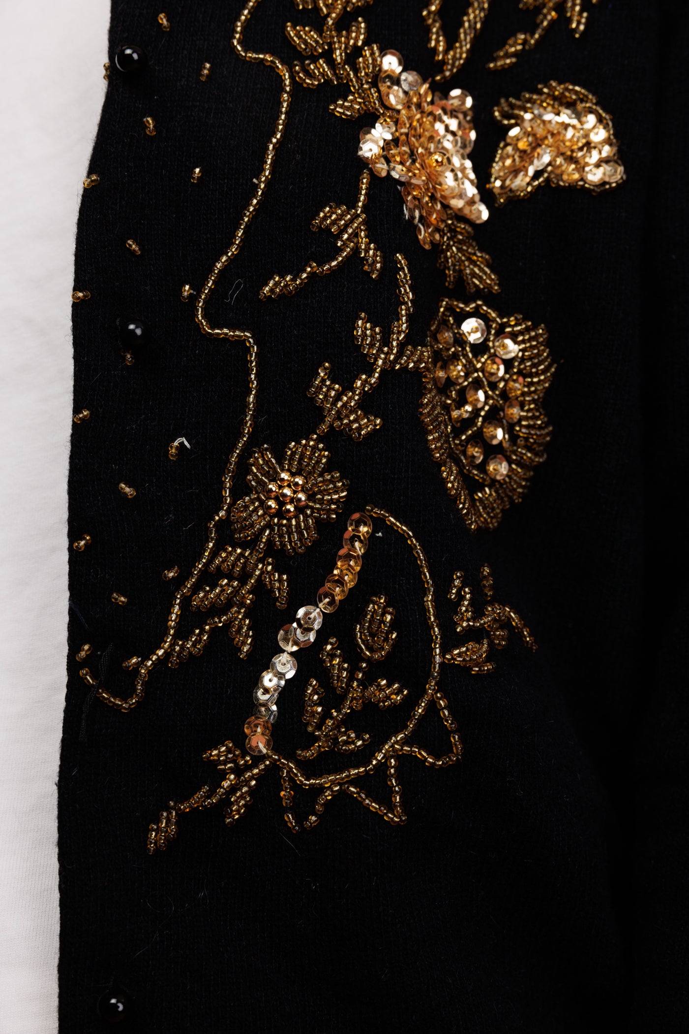 90's Gold Beaded Micro Cardigan S/M