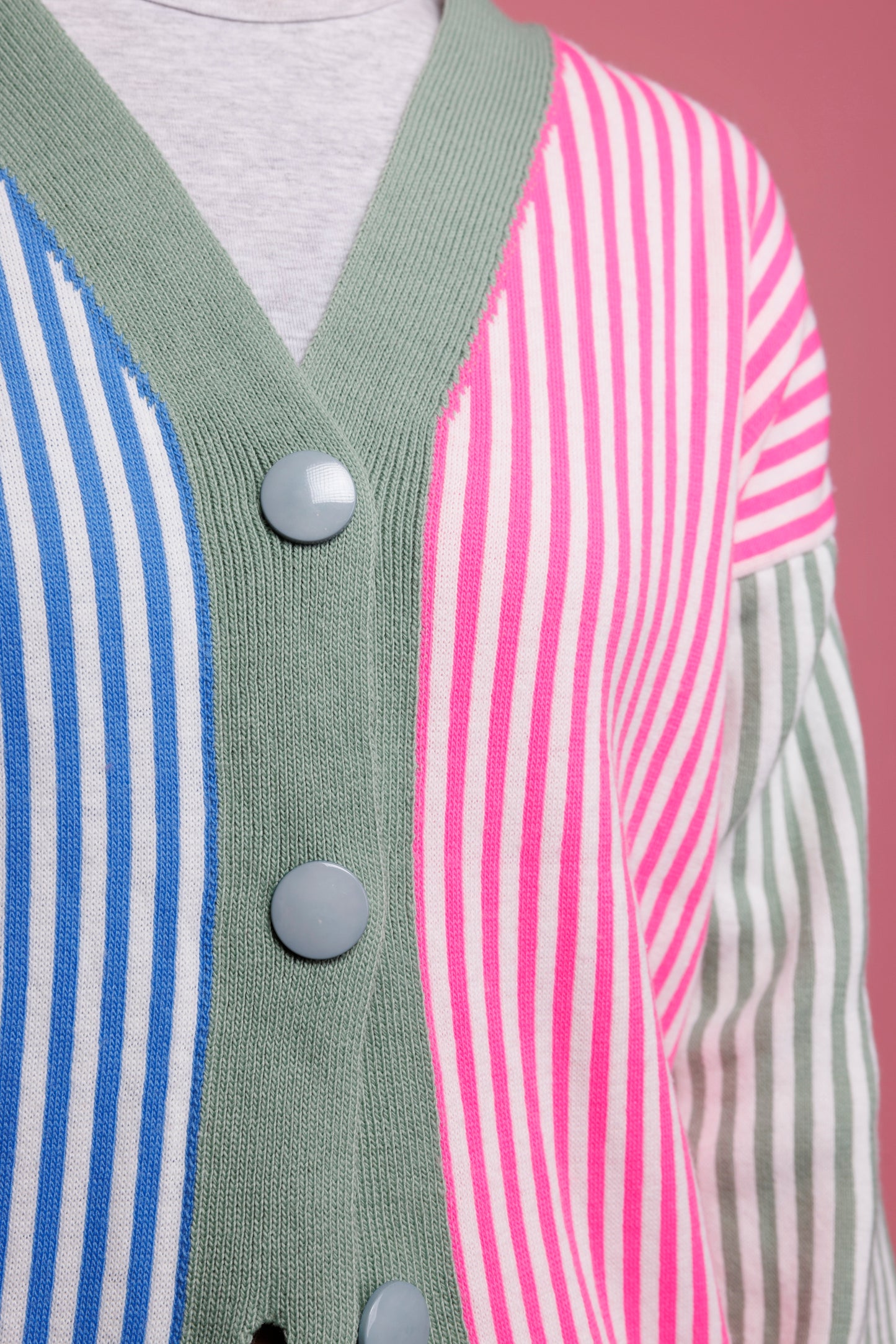 80's Colourful Striped Cardigan M