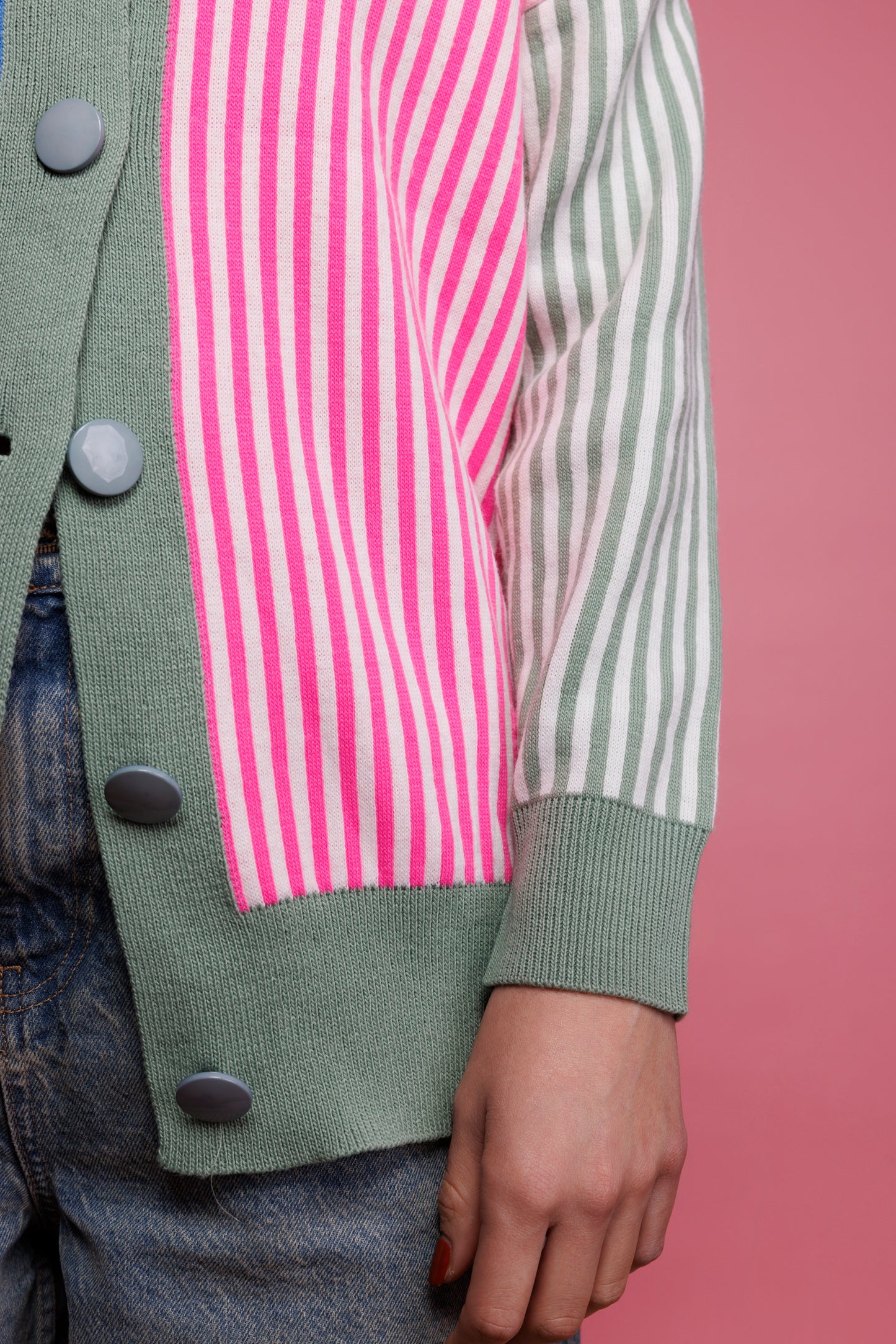 80's Colourful Striped Cardigan M