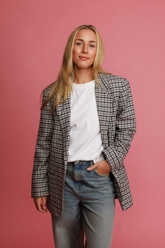 80's Grey Check Blazer M/L