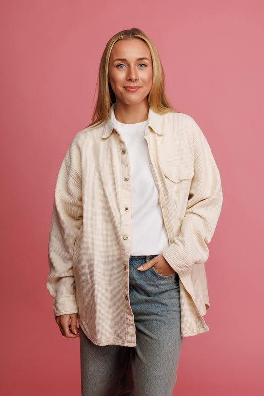 90's Waffle Knit Shirt L