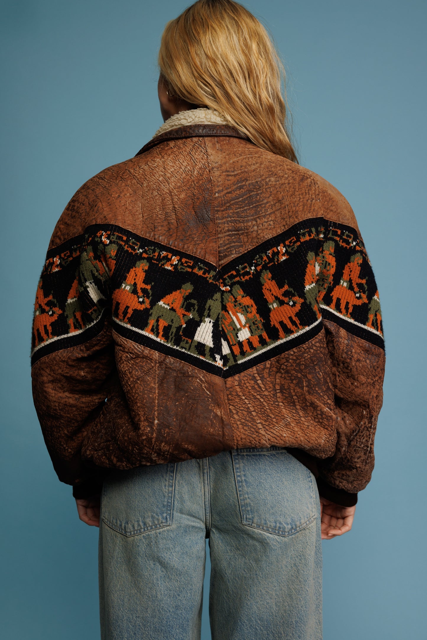 70's Aztec Lined Bomber Jacket M/L