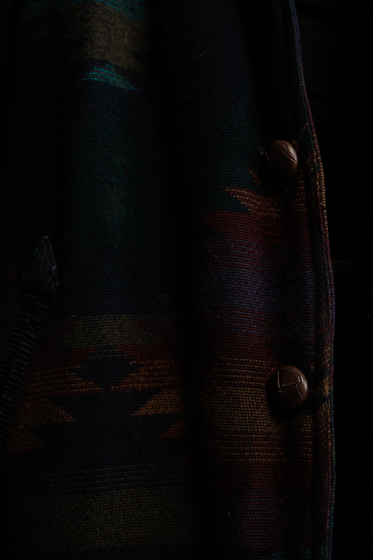 80's Wool Aztec Boxy Car Coat L